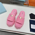 PRADA THICK-SOLED CROCHET SANLS PINK WOVEN FABRIC