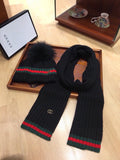 GUCCI SET SCARF AND HAT IN BLACK WOOL AND CASHMERE 945027