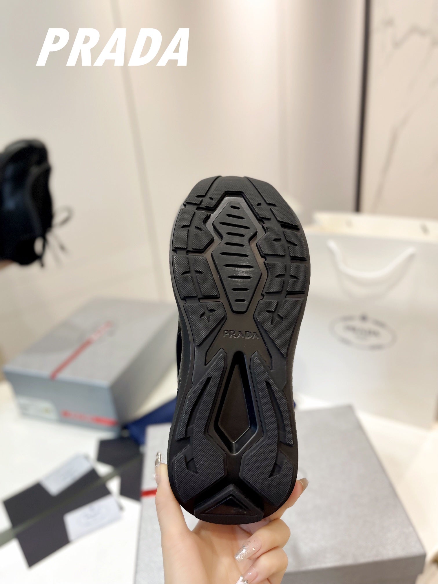PRADA SYSTEME BRUSHED SNEAKERS BLACK CALFSKIN