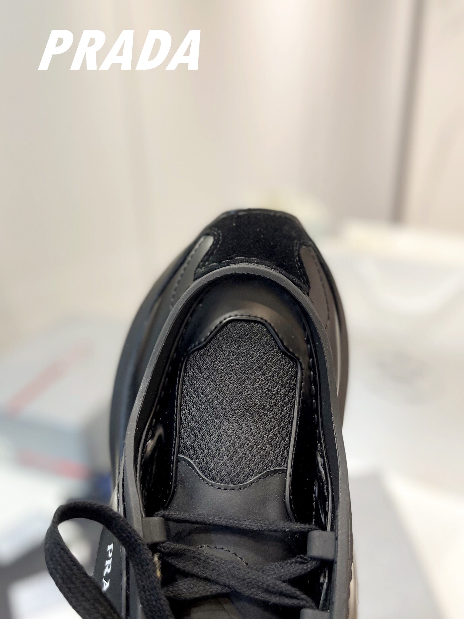 PRADA SYSTEME BRUSHED SNEAKERS BLACK CALFSKIN