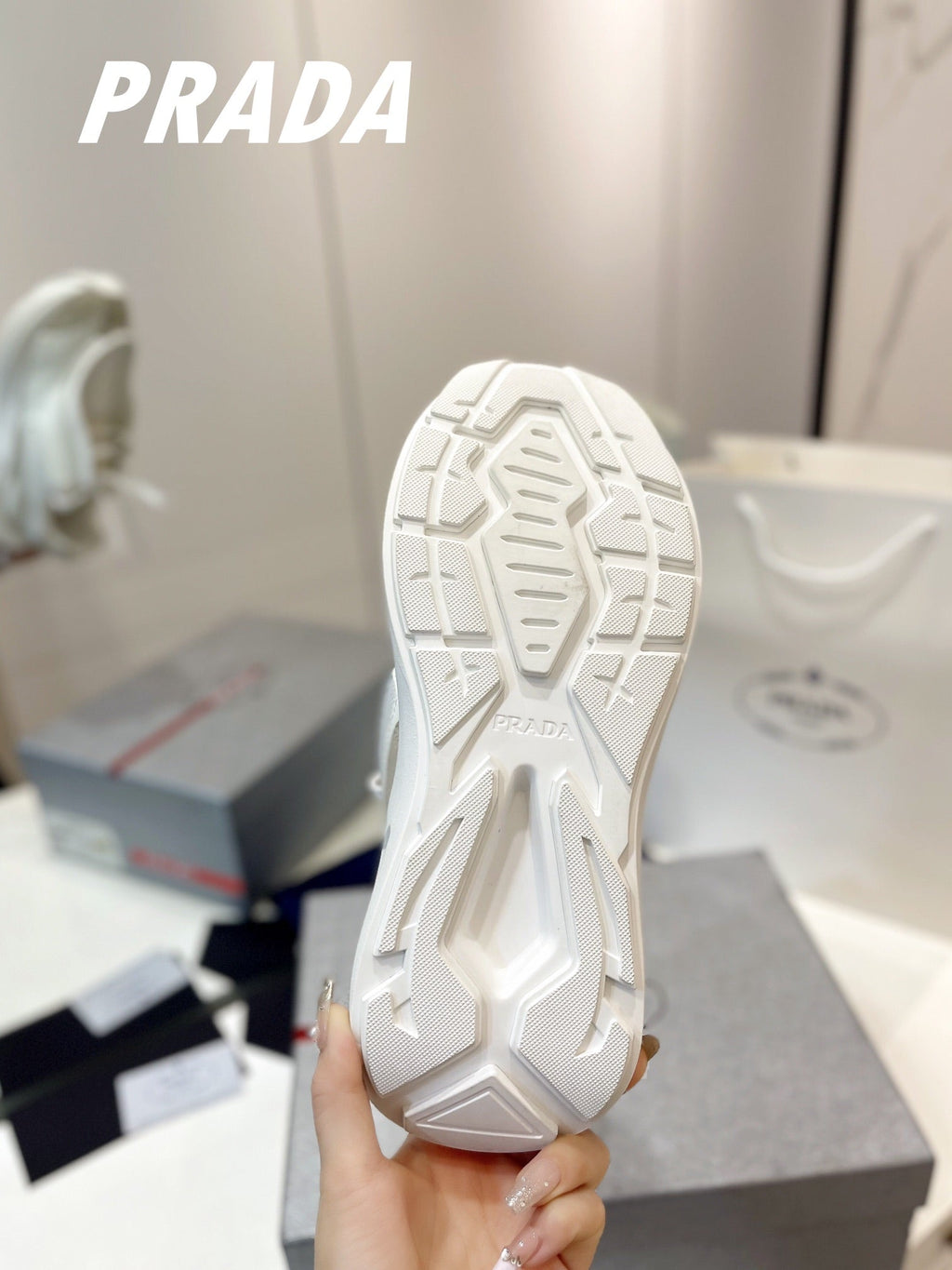 PRADA SYSTEME BRUSHED SNEAKERS WHITE CALFSKIN