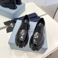 PRADA BRUSHED LEATHER MONOLITH LACE-UP LOAFERS BLACK