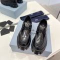 PRADA MONOLITH LACE-UP LOAFERS BLACK CALFSKIN
