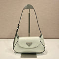 PRADA FLAP BAG 25 IN WHITE SMOOTH CALFSKIN TRIANGLE LOGO