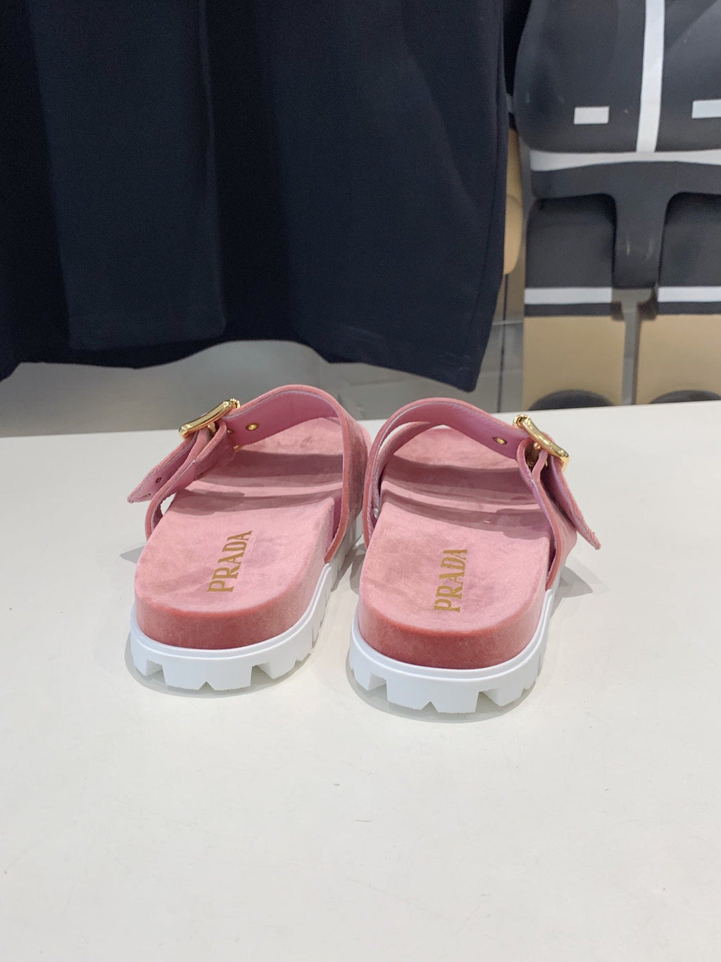 PRADA SLIDES SANLS RK PINK VELVET