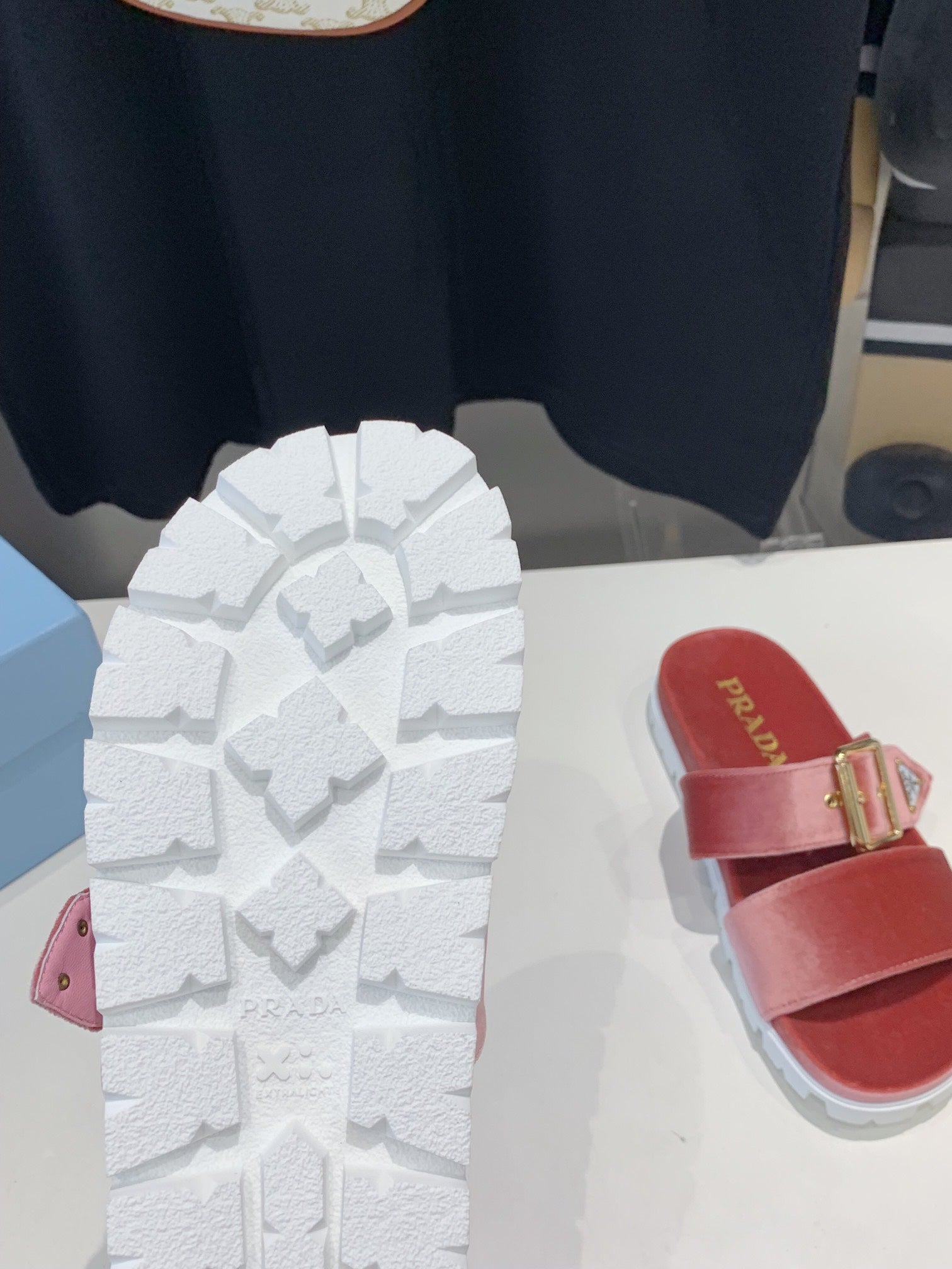 PRADA SLIDES SANLS RK PINK VELVET