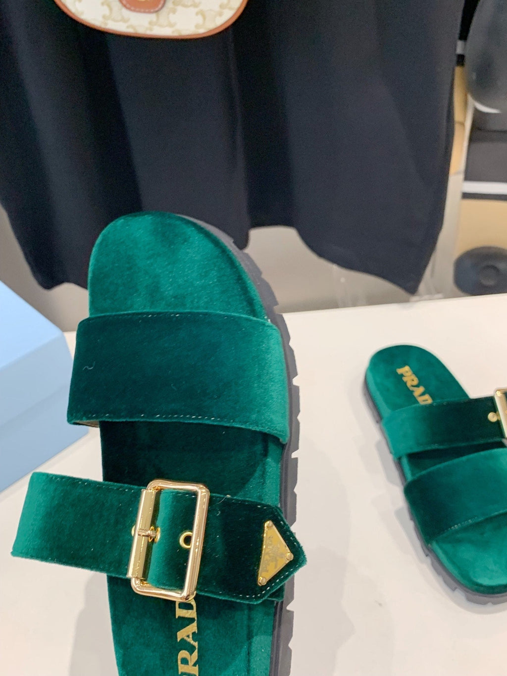 PRADA SLIDES SANLS OCEAN VELVET