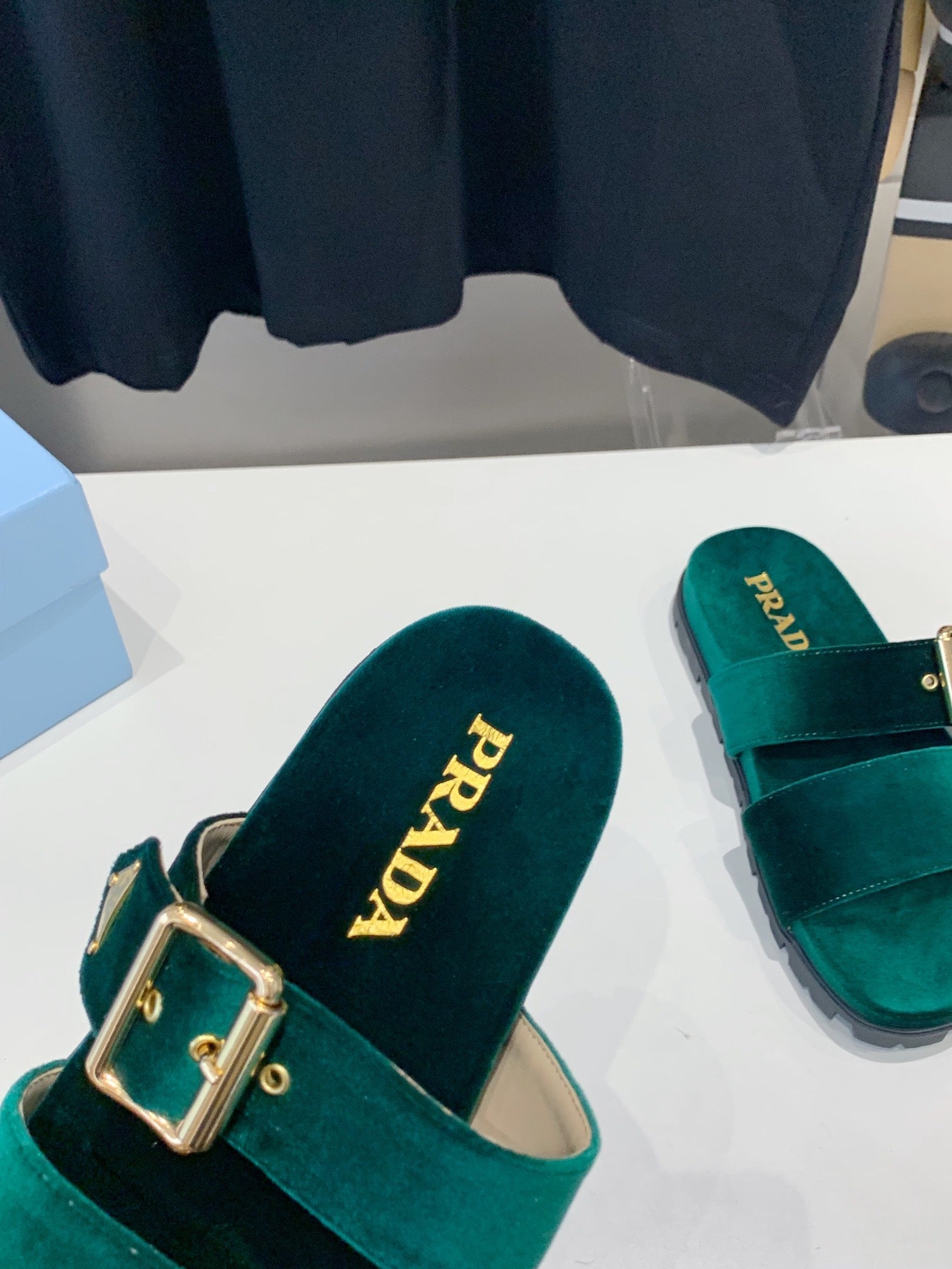 PRADA SLIDES SANLS OCEAN VELVET