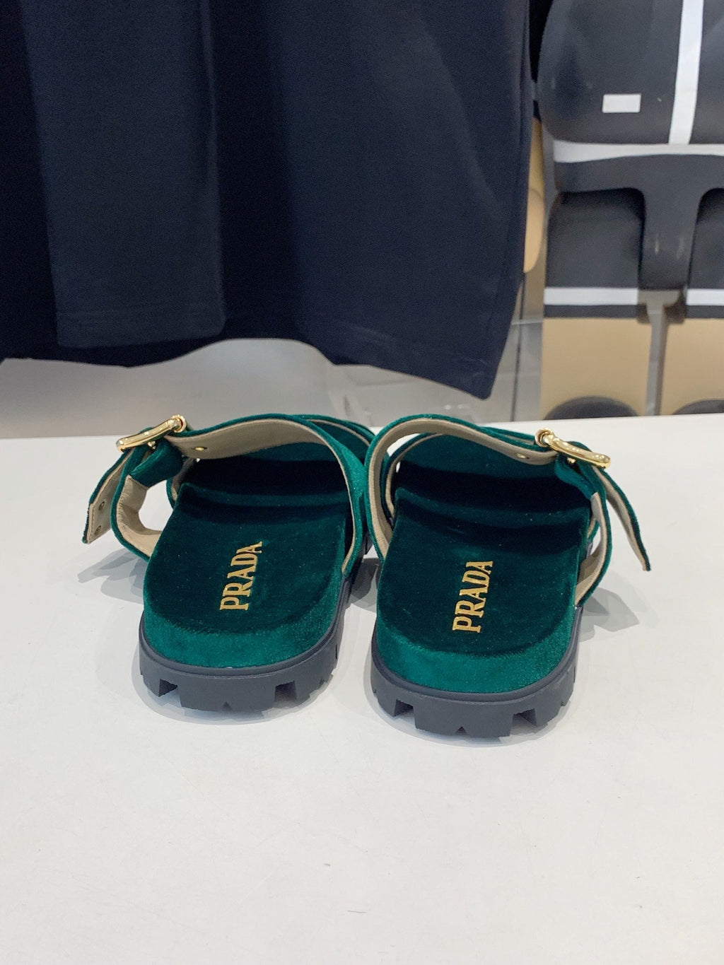 PRADA SLIDES SANLS OCEAN VELVET