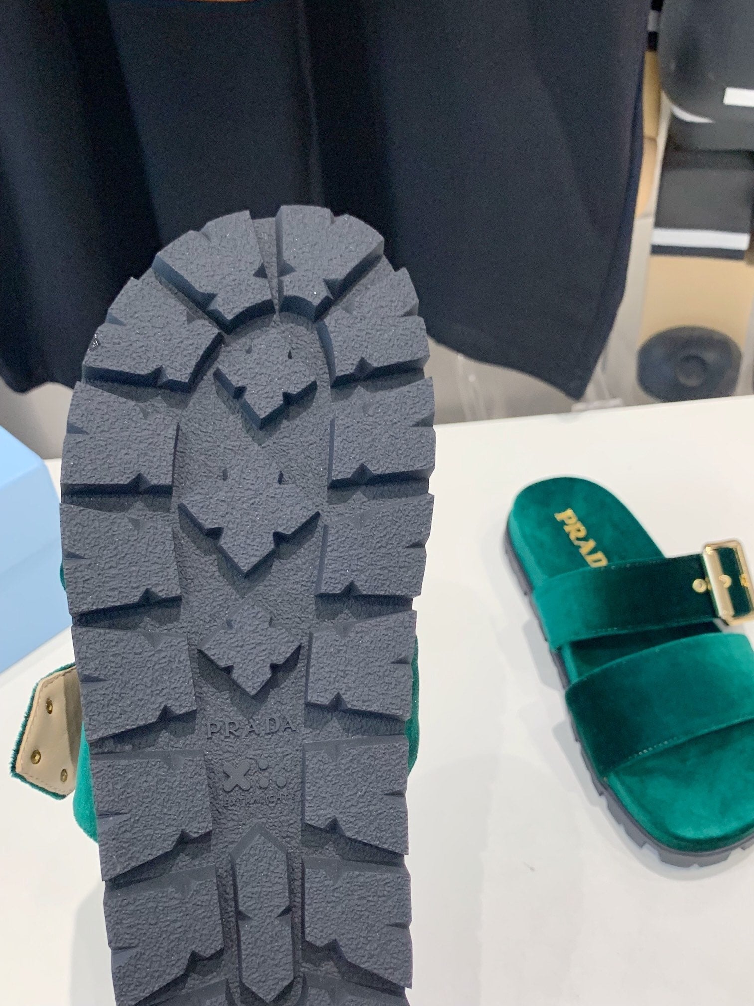 PRADA SLIDES SANLS OCEAN VELVET