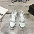 PRADA DOWNTOWN BOLD SNEAKERS WHITE AND LIGHT GRAY CALFSKIN