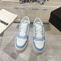 PRADA DOWNTOWN BOLD SNEAKERS WHITE AND SKY CALFSKIN