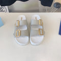 PRADA STRAP SLIDES SANLS WHITE AND LIGHT GRAY SUEDE