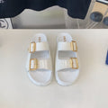 PRADA STRAP SLIDES SANLS GLOSSY WHITE CALFSKIN