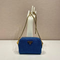 PRADA MINI BAG 14 IN AZURE BLUE DENIM GOLD HARDWARE
