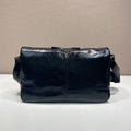 PRADA HOBO BAG 35 IN BLACK OIL WAX LAMBSKIN SILVER LOGO