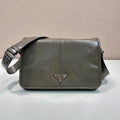 PRADA MESSENGER BAG 30 IN TROUT GRAY SOFT AND SHINY CALFSKIN