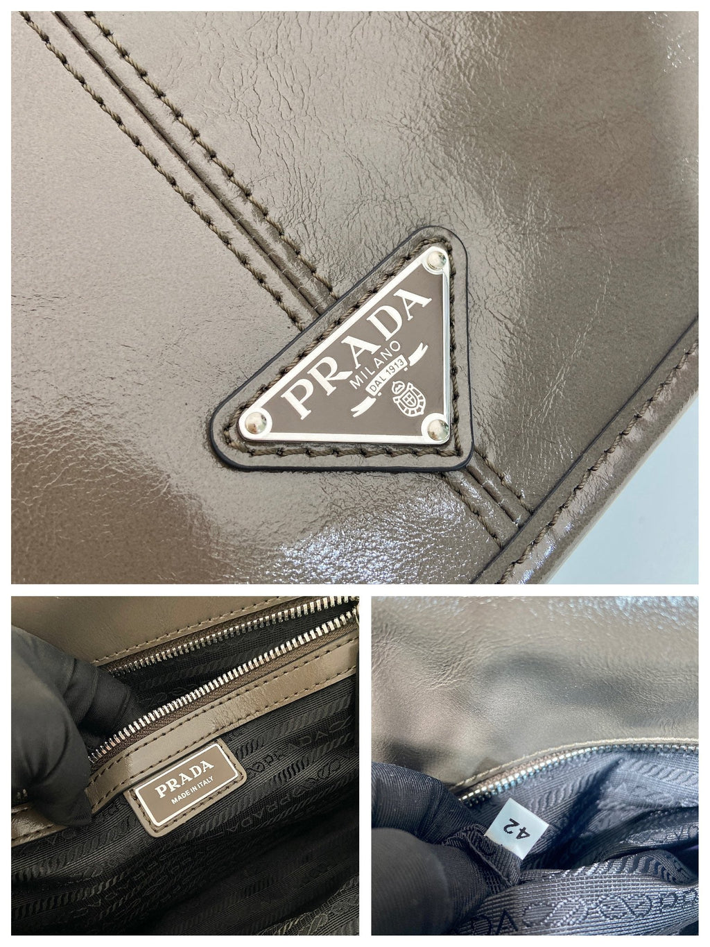 PRADA MESSENGER BAG 30 IN TROUT GRAY SOFT AND SHINY CALFSKIN