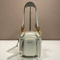 PRADA SMALL RECTANGULAR BAG 14 IN WHITE OIL WAX LAMBSKIN GOLD HARDWARE
