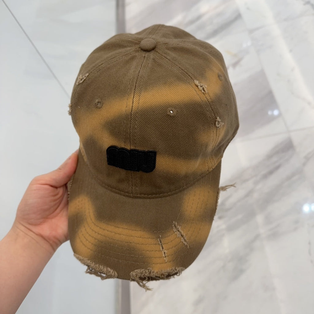 MM BASEBALL CAP IN BROWN DISTRESSED FABRIC STYLE 1