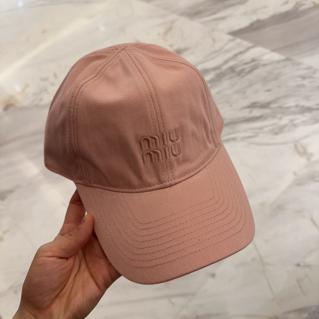 MM BASEBALL CAP IN MELON PINK FABRIC EMBROIDERED LOGO STYLE 4