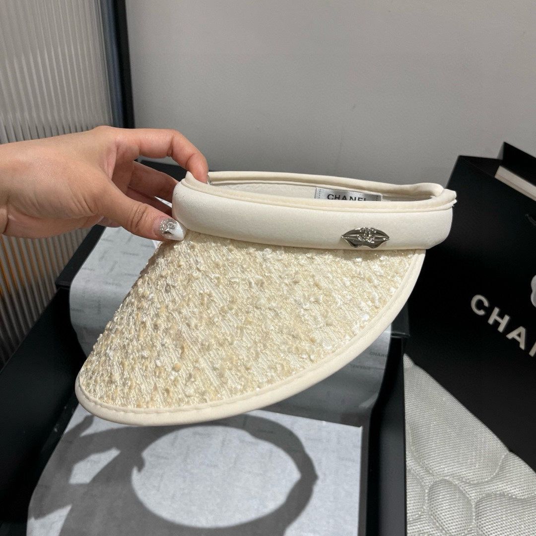 CHANEL SUN HAT MODEL IVORY WITH SEQUINS 673927