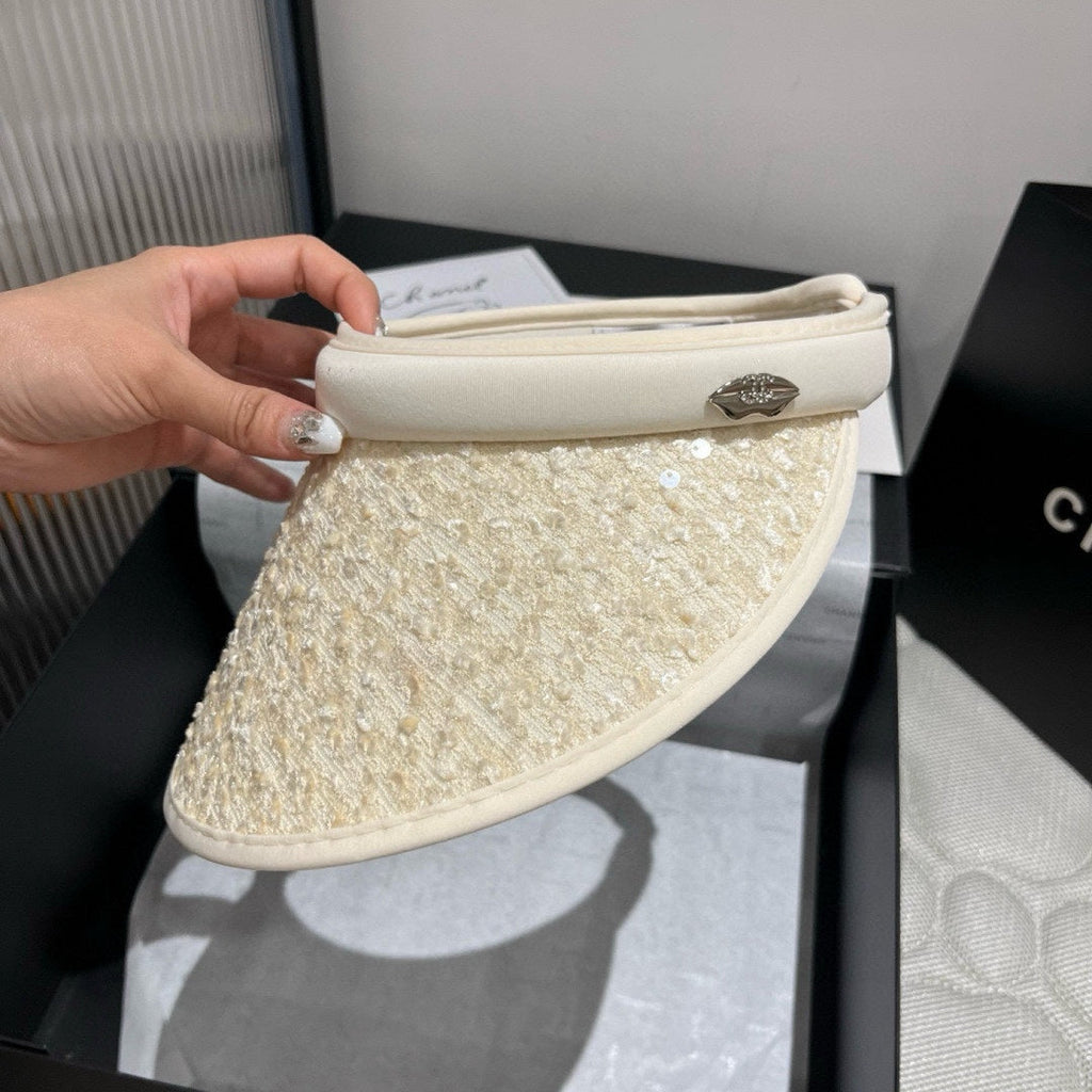 CHANEL SUN HAT MODEL IVORY WITH SEQUINS 673927
