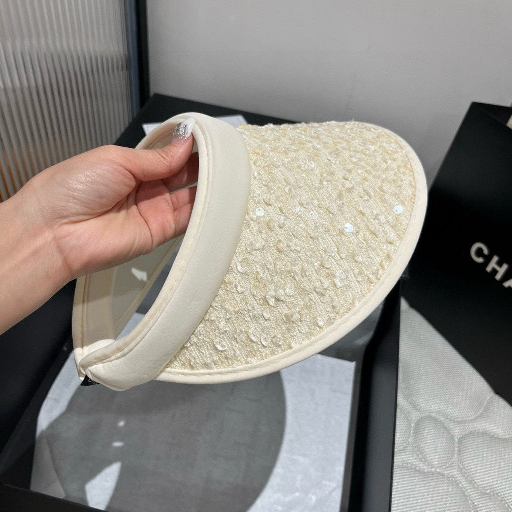 CHANEL SUN HAT MODEL IVORY WITH SEQUINS 673927