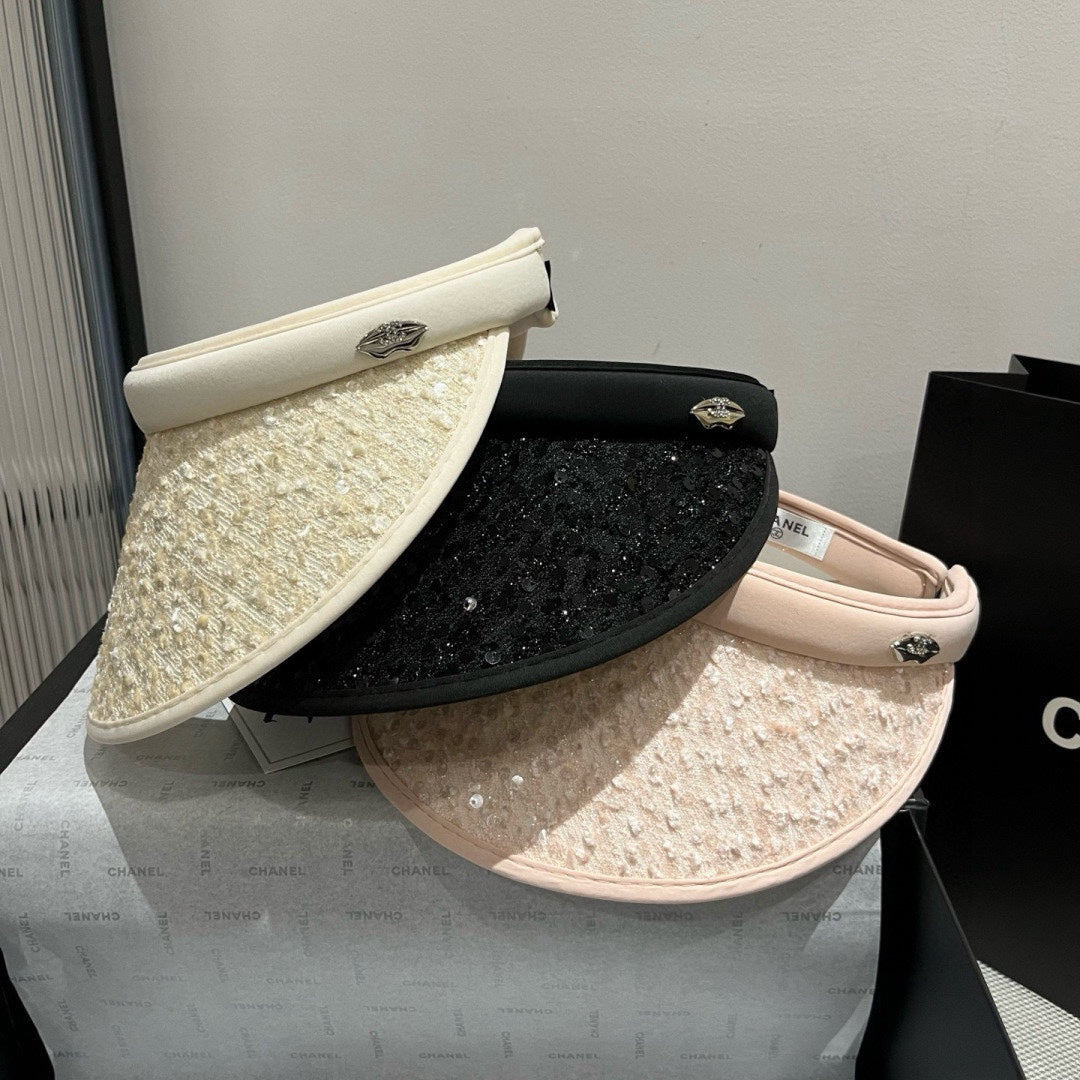 CHANEL SUN HAT MODEL IVORY WITH SEQUINS 673927