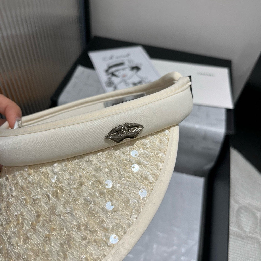 CHANEL SUN HAT MODEL IVORY WITH SEQUINS 673927