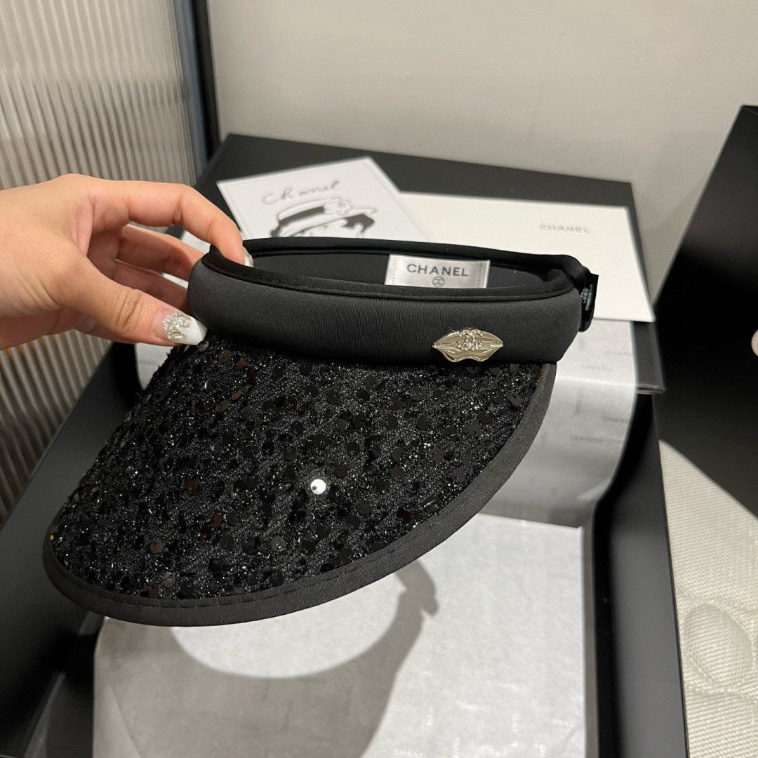 CHANEL SUN HAT MODEL BLACK WITH SEQUINS 673928