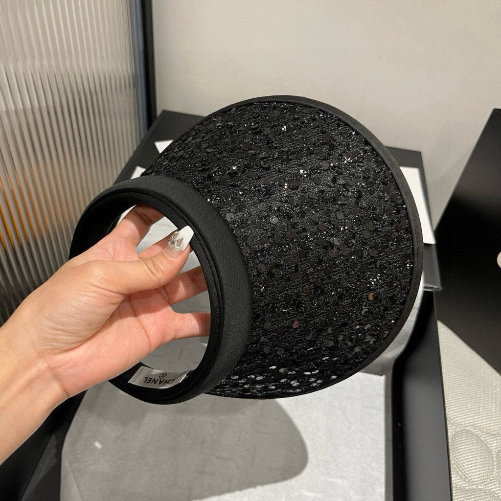 CHANEL SUN HAT MODEL BLACK WITH SEQUINS 673928