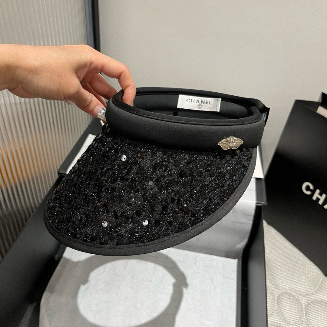 CHANEL SUN HAT MODEL BLACK WITH SEQUINS 673928