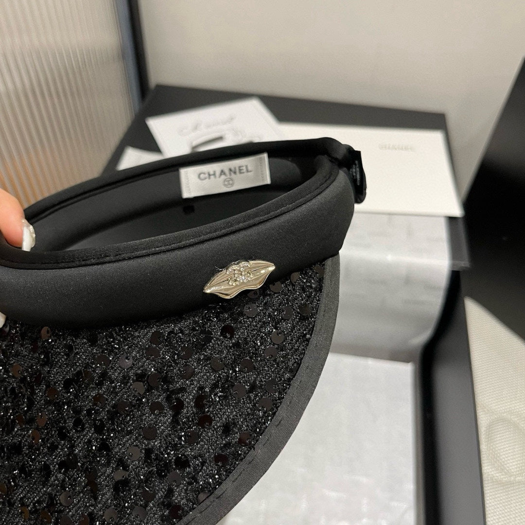CHANEL SUN HAT MODEL BLACK WITH SEQUINS 673928