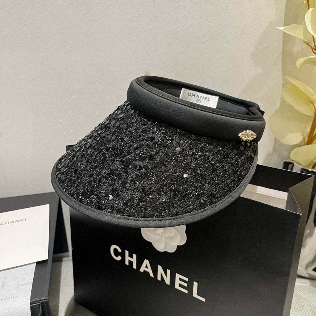 CHANEL SUN HAT MODEL BLACK WITH SEQUINS 673928