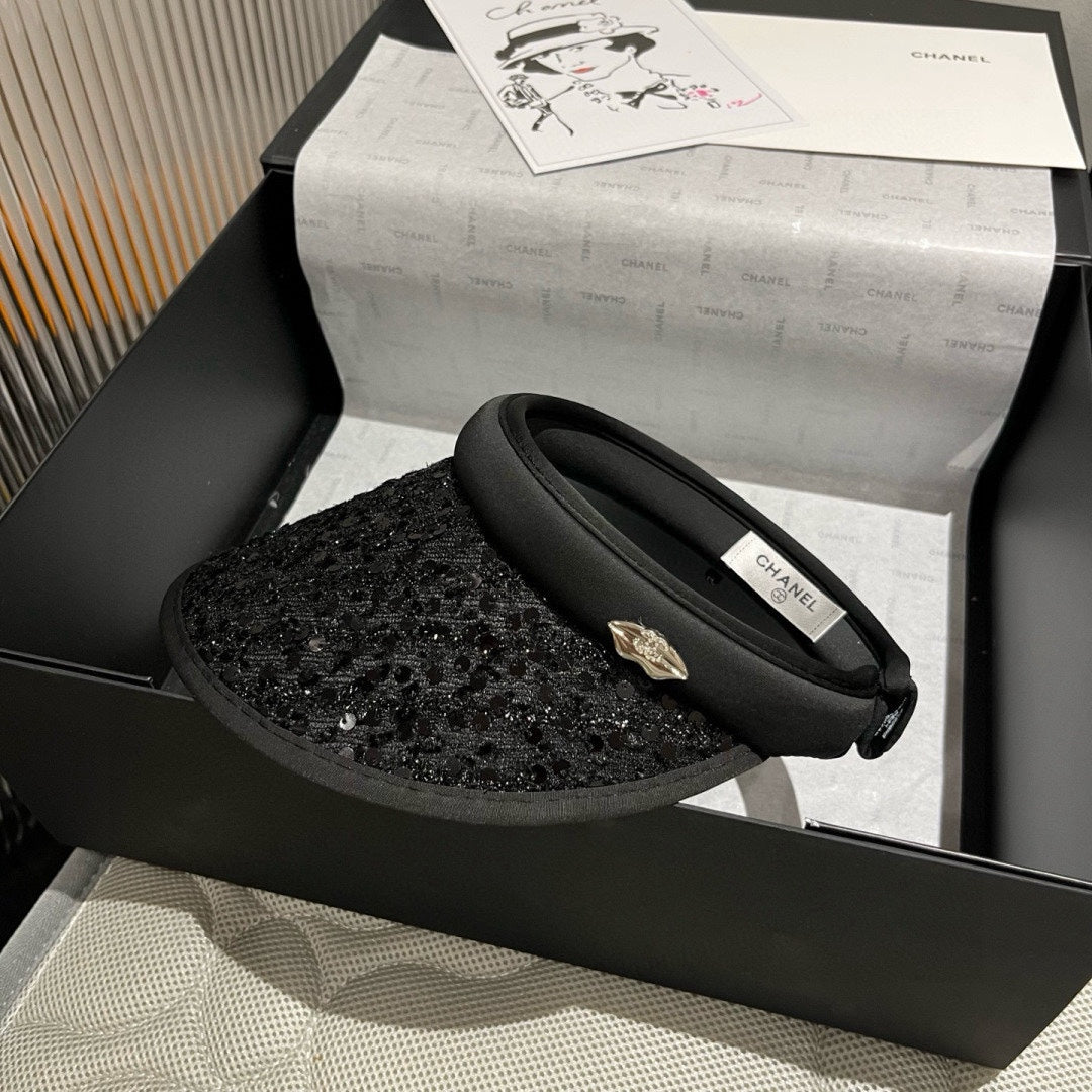 CHANEL SUN HAT MODEL BLACK WITH SEQUINS 673928