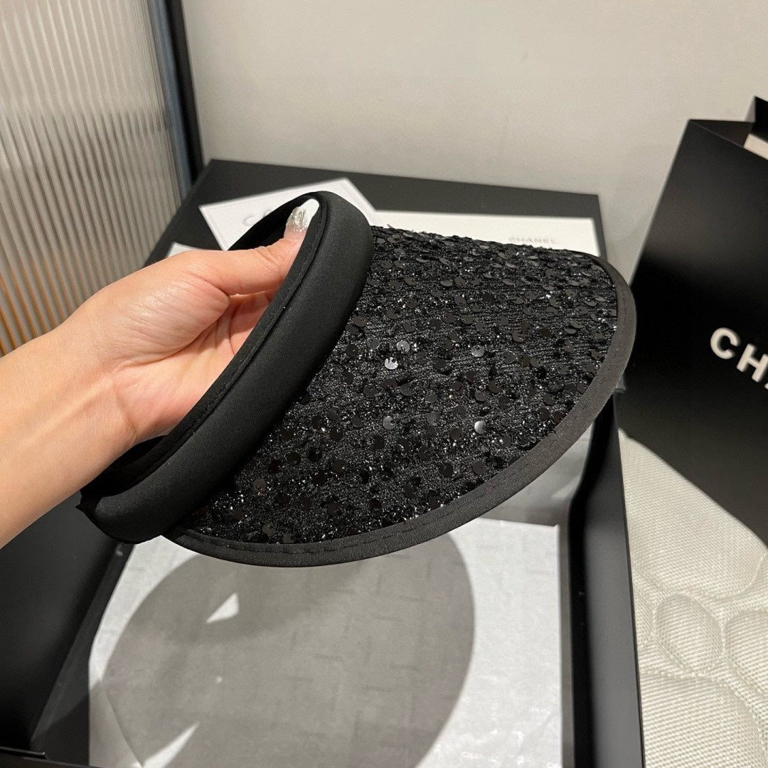 CHANEL SUN HAT MODEL BLACK WITH SEQUINS 673928