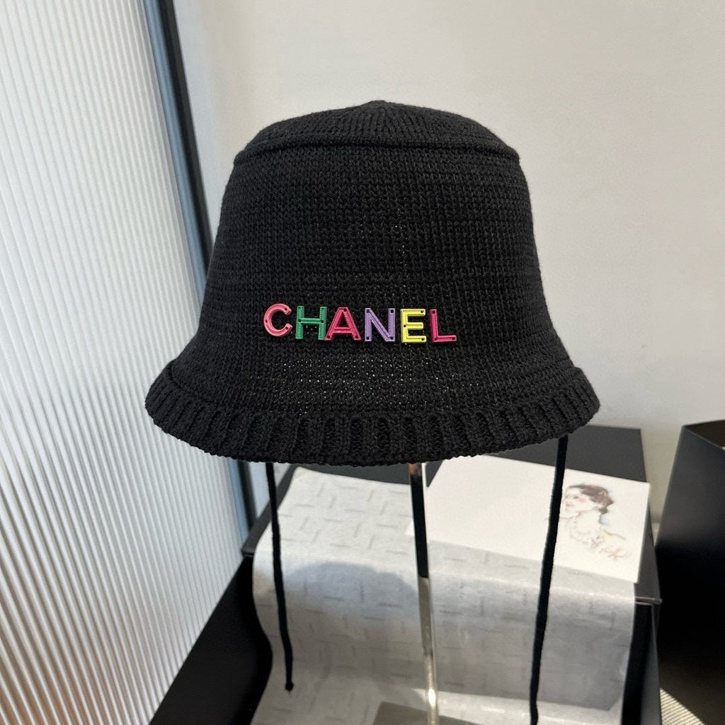 CHANEL WOVEN BUCKET HAT BLACK 673998