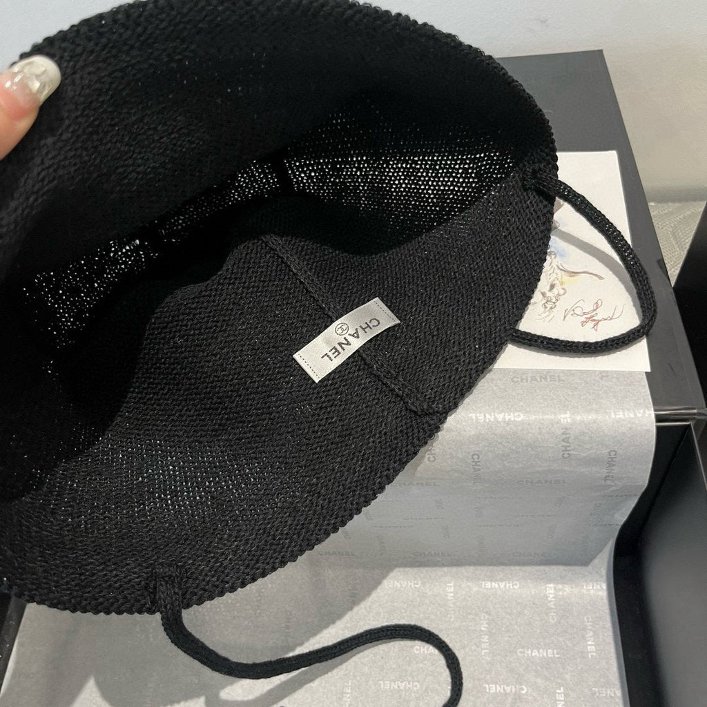 CHANEL WOVEN BUCKET HAT BLACK 673998