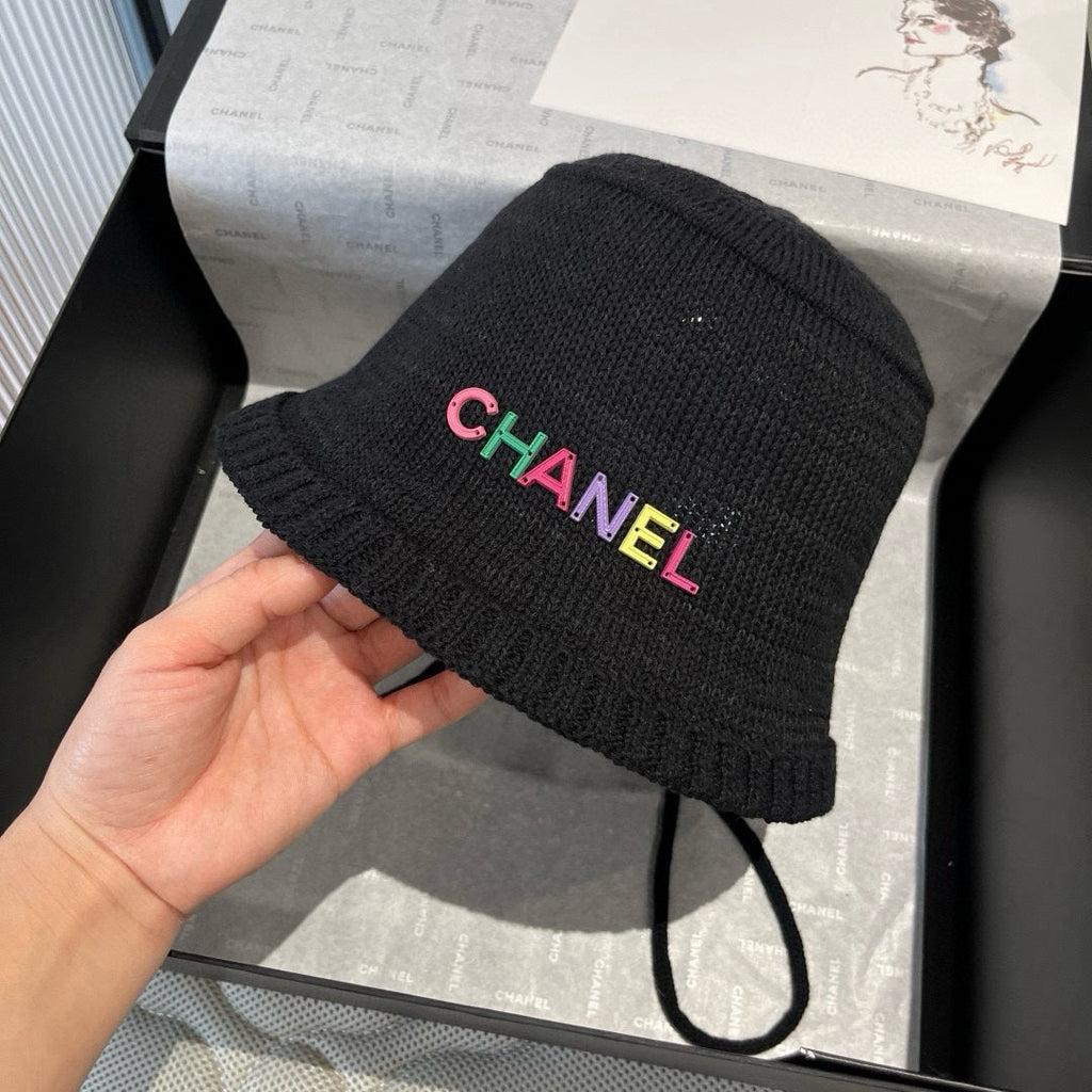 CHANEL WOVEN BUCKET HAT BLACK 673998