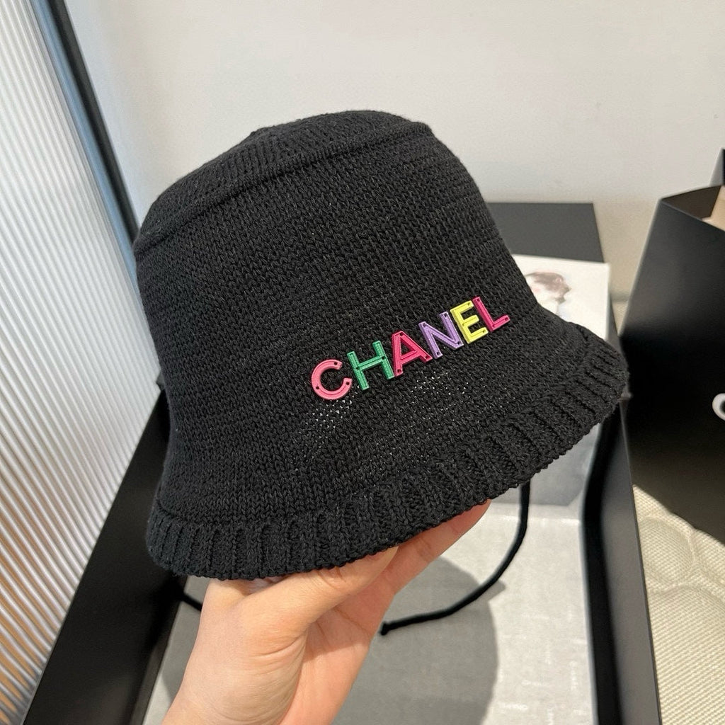 CHANEL WOVEN BUCKET HAT BLACK 673998