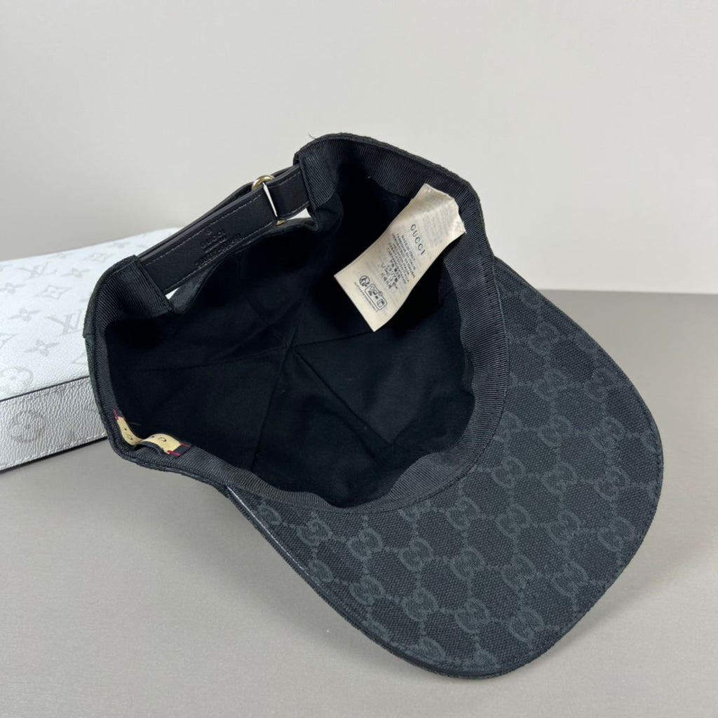 GUCCI BASEBALL CAP IN BLACK MONOGRAM CANVAS