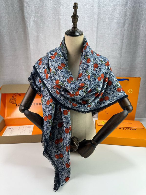 LOUIS VUITTON LV SCARF 140 CM IN SILK-CASHMERE BLEND 709636