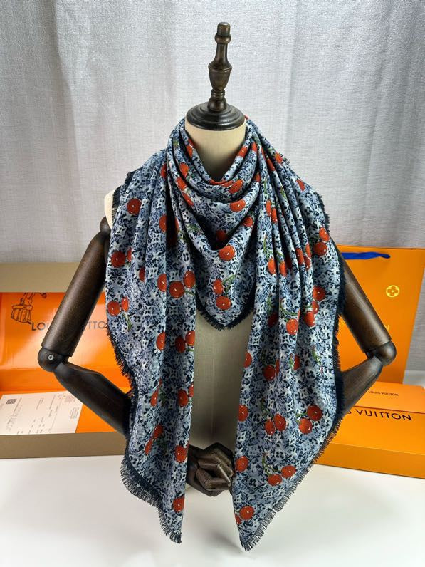 LOUIS VUITTON LV SCARF 140 CM IN SILK-CASHMERE BLEND 709636