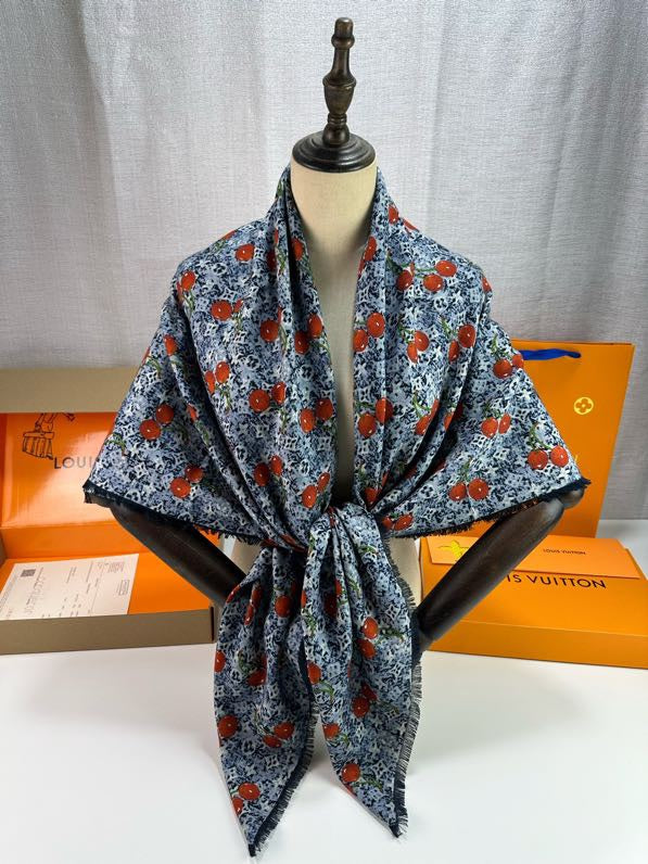 LOUIS VUITTON LV SCARF 140 CM IN SILK-CASHMERE BLEND 709636