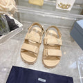 PRADA Padded Leather Slingback Sandals Lambskin Beige