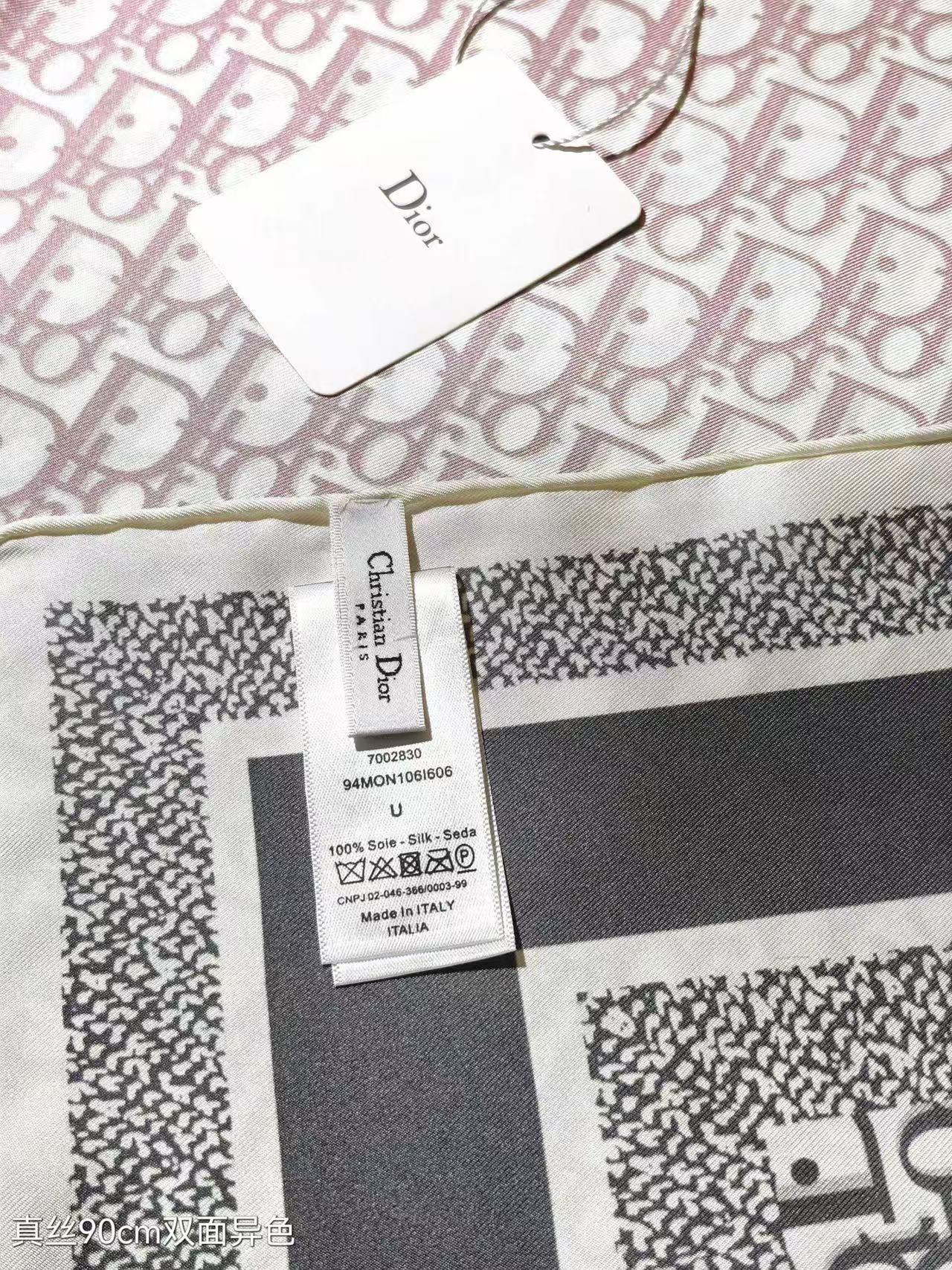 DIOR CD SCARF DOUBLE-SIDED IN PINK AND GREY MONOGRAM SILK