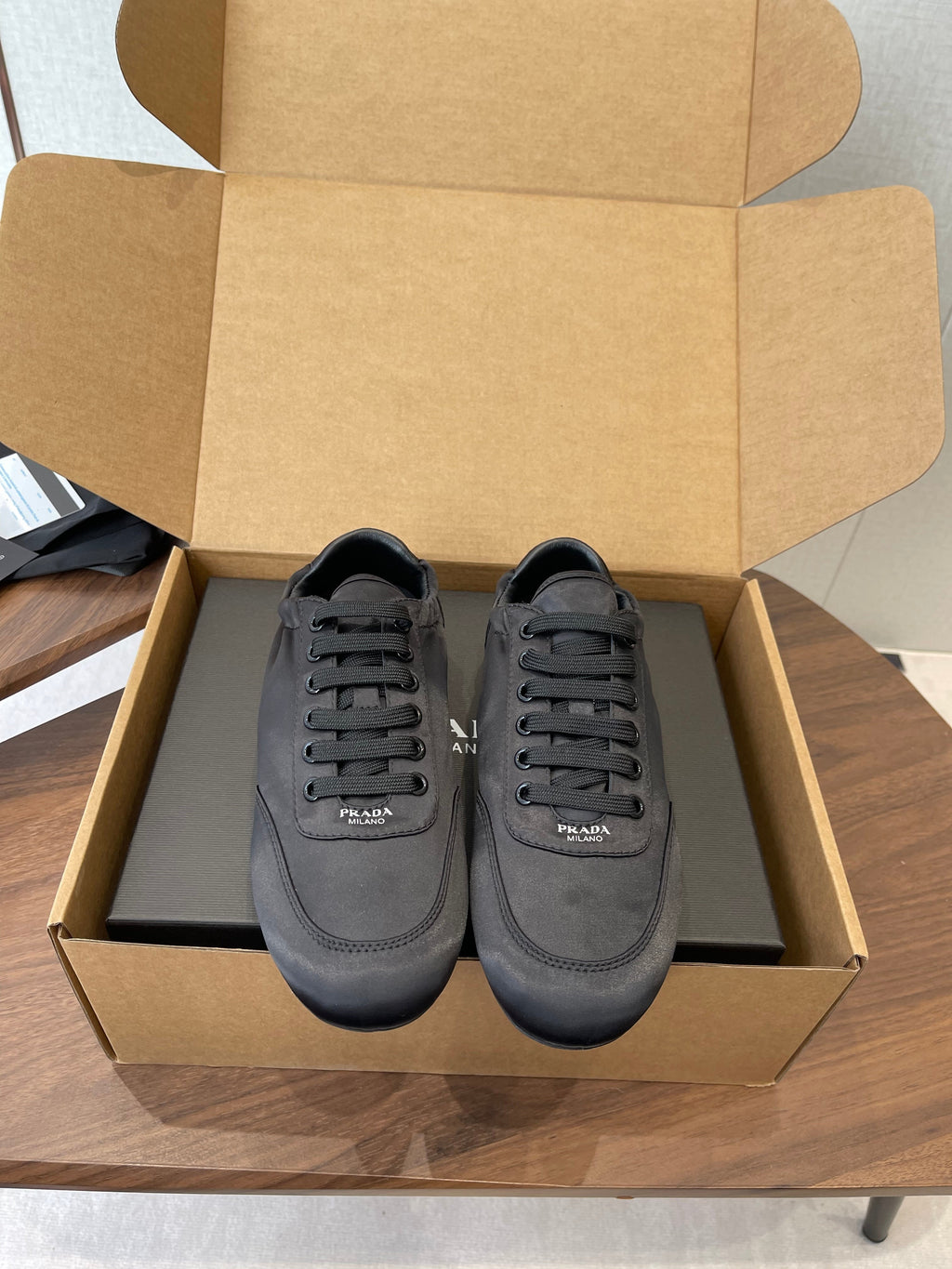 PRADA 25S SNEAKER IN BLACK SILK