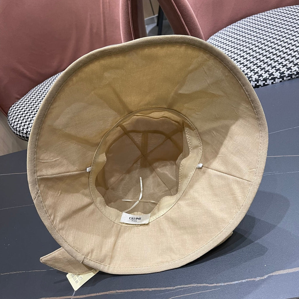 CELINE BUCKET HAT MODEL 650275 IN DARK BEIGE TEXTURED FABRIC