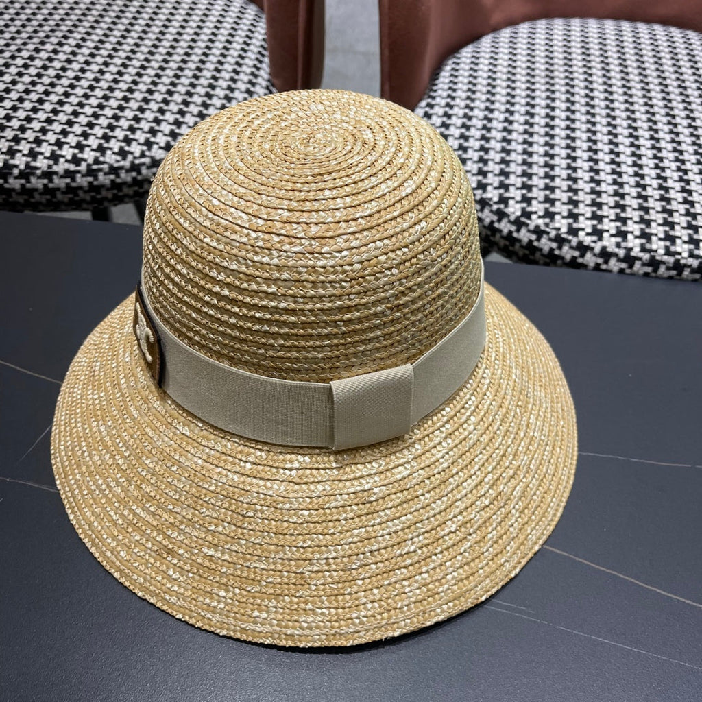 CELINE BUKET HAT MODEL 653603 IN NATURAL RAFFIA STRAW